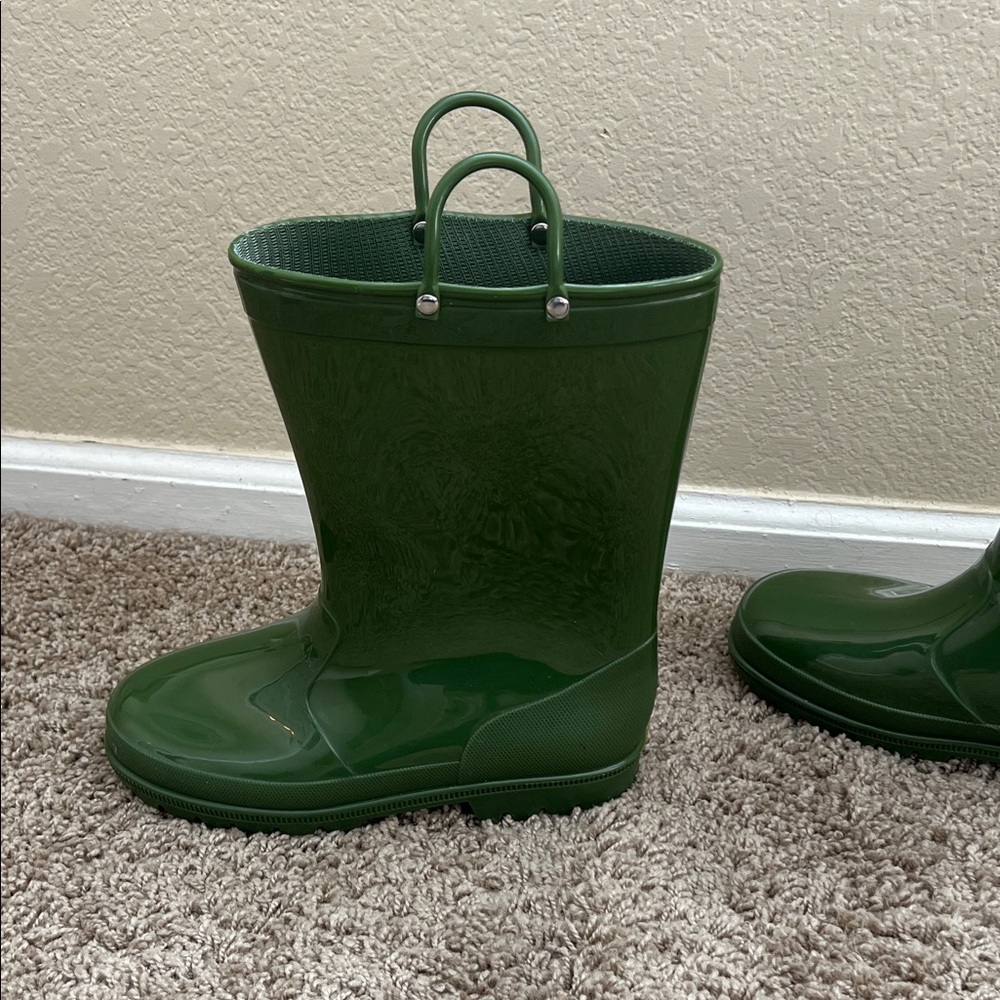 Green rain boots